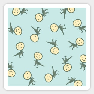 Smiley Face Cartoon Dinosaur Sticker